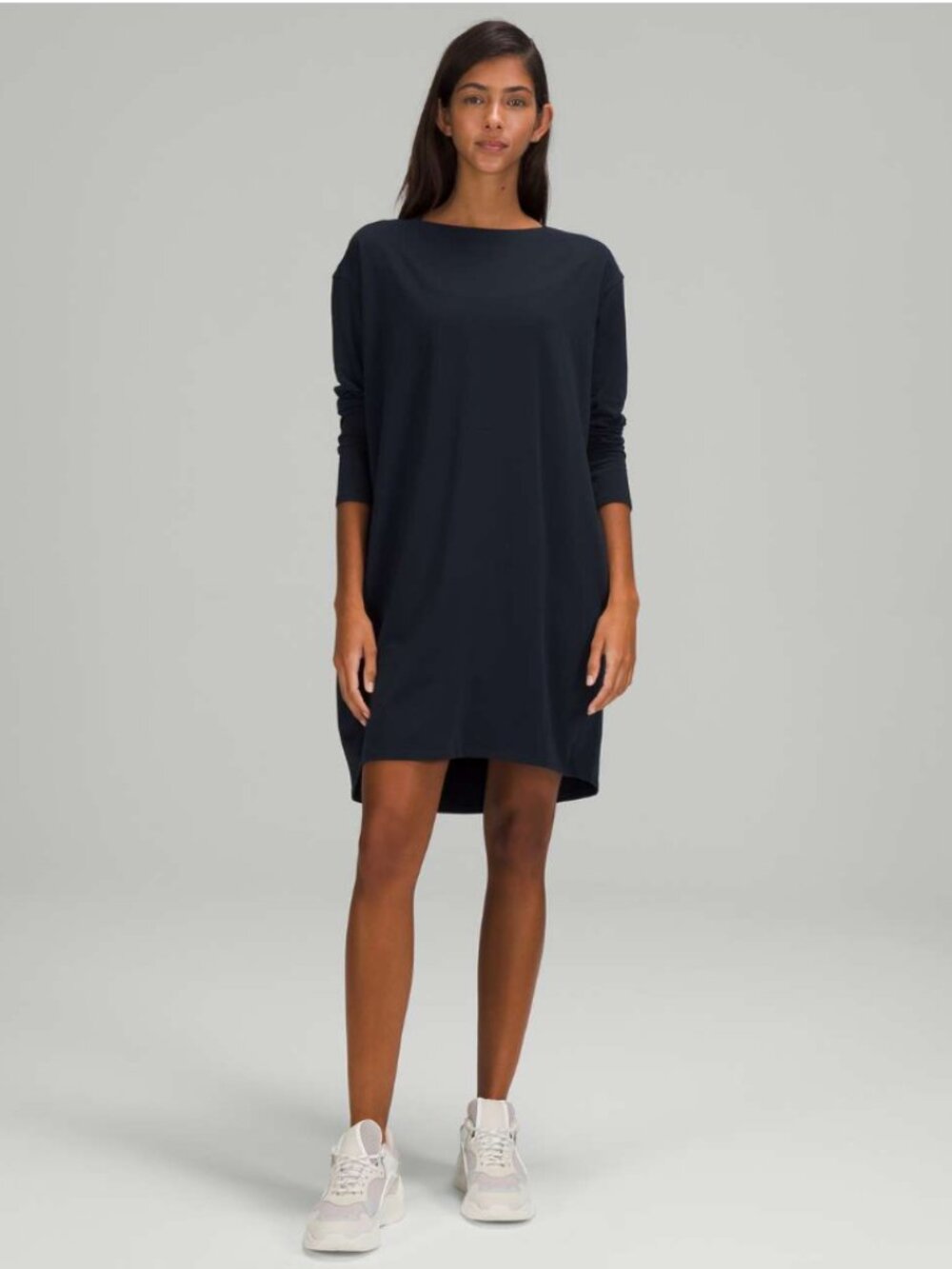 Lululemon Oversized Back in Action Long Sleeve Dress True Navy, NWT, SZ 2